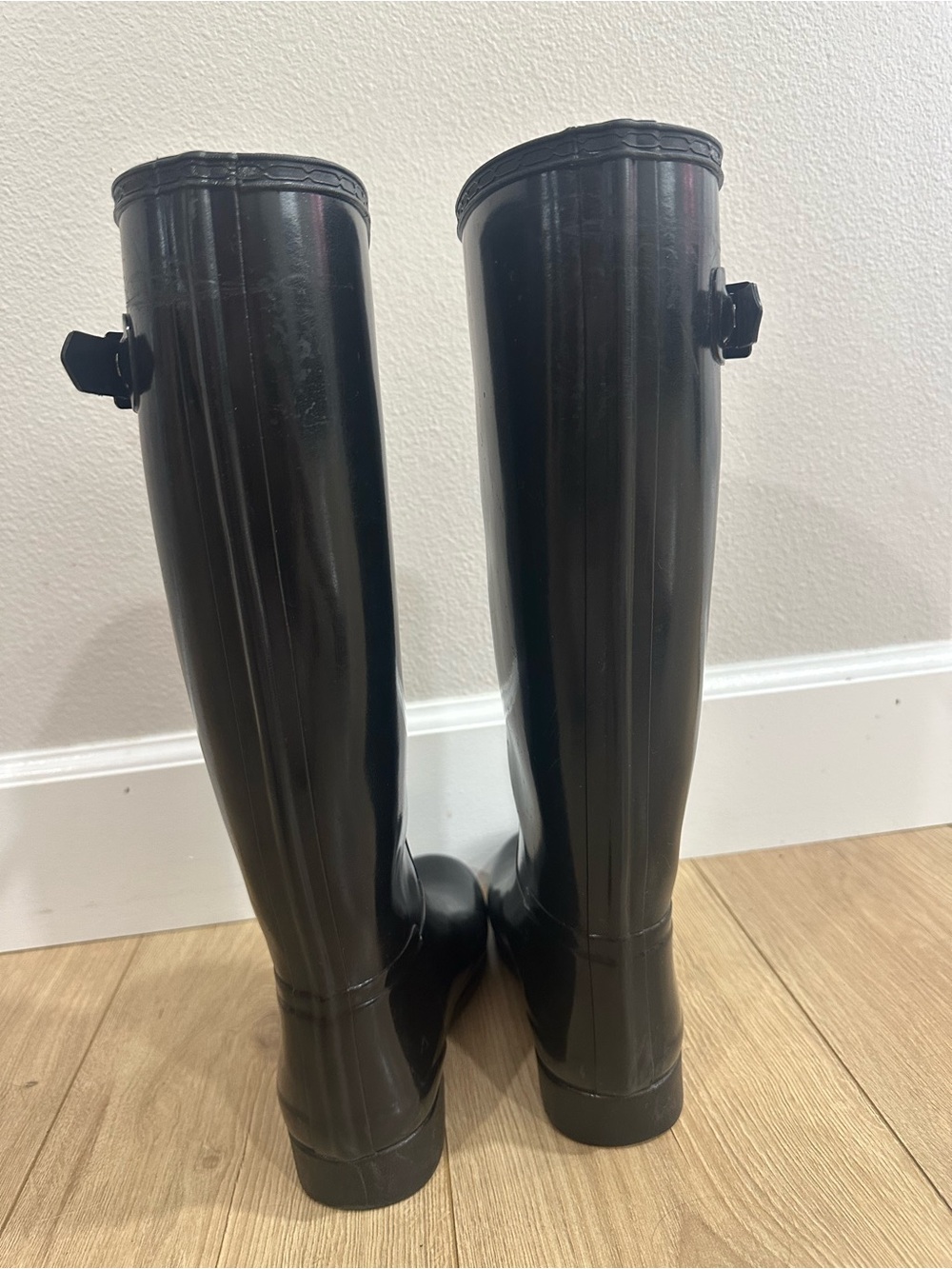 Hunter Gloss Black Knee-High Rain Boots - Picture 3 of 10
